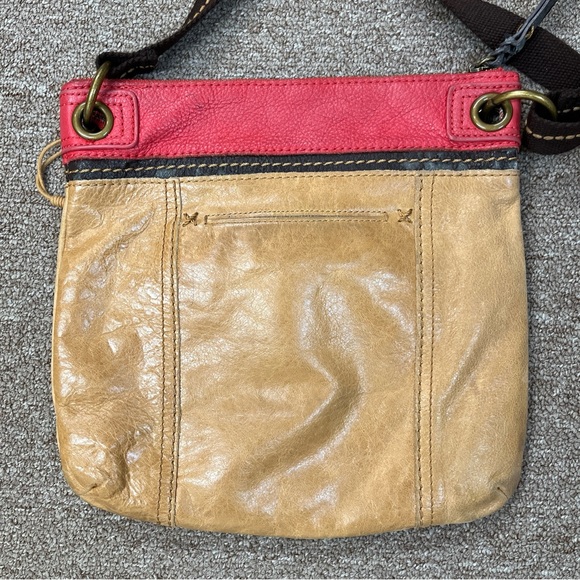The Sak Leather Crossbody Color Block Red Tan Heavy Stitch Charm - Picture 2 of 11
